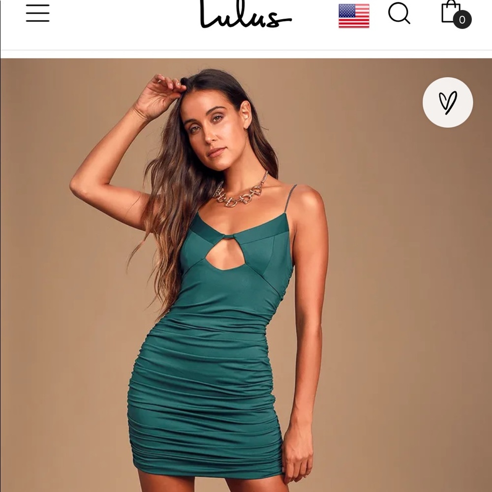 Lulus Catch You Staring Teal Ruched Cutout Mini